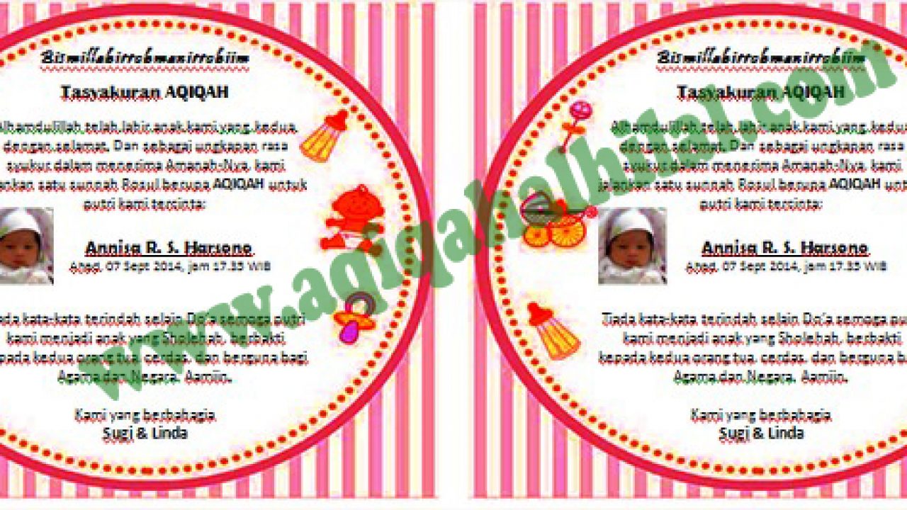 40 Contoh Undangan Aqiqah Berwarna Gratis