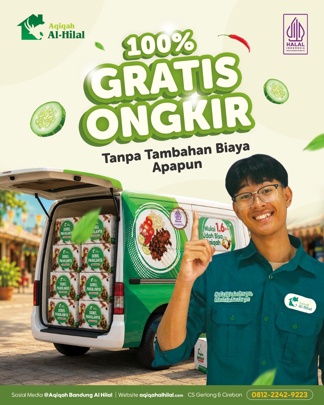 Nikmati promo 100% gratis ongkir Aqiqah Bandung Al Hilal ke seluruh Bandung Raya. Paket lengkap, halal MUI, harga terjangkau. Pesan sekarang!